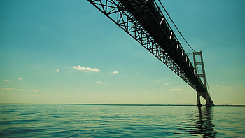 Cities, Water, Sky, Sea, Shine, Light, Bridge HD wallpaper
