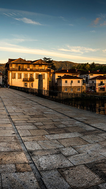 Historic Roman bridge, Chaves evening, Tranquil setting, Scenic beauty HD phone wallpaper