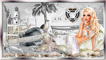 MERMAID, BIRDS, LIGHTHOUSE, SHELLS, FEMALE HD wallpaper