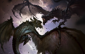 Dragons fights, artwork, The elder scrolls: legends HD wallpaper