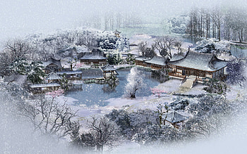 Winter, Nature, Houses, Snow, Pond, China, From Above, Above, Kindergarten, Day Care, Small Houses HD wallpaper