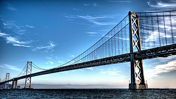 wonderful san francisco bay bridge r, bridge, clouds, bay, r HD wallpaper