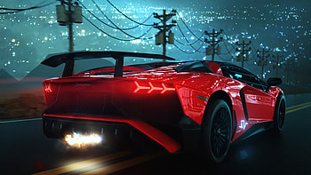 Lambo On Storm Night, lamborghini-aventador, lamborghini, cars, artist, artwork, digital-art HD wallpaper