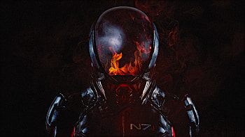 Mass Effect: Andromeda, N7, Soldier, flame, helmet HD wallpaper