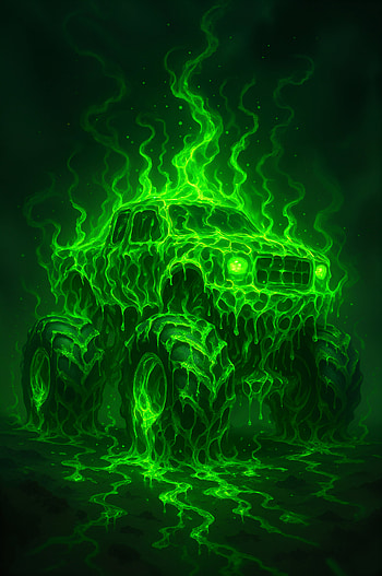 Emerald Ectoplasm Monster Truck — , neon HD phone wallpaper