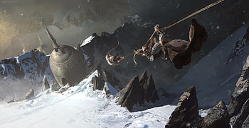 Mountaineers, fantasy, people HD wallpaper