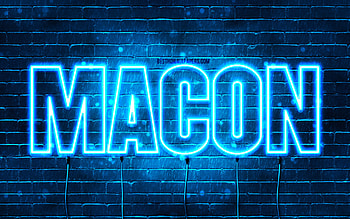 Happy Birtay Macon, , blue neon lights, Macon name, creative, Macon Happy Birtay, Macon Birtay, popular french male names, with Macon name, Macon HD wallpaper