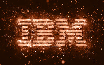 IBM brown logo, , brown neon lights, creative, brown abstract background, IBM logo, brands, IBM HD wallpaper