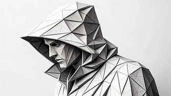 Anonymous Artistry: Ultra, anonymous, sculpture, origami, geometric, hooded figure HD wallpaper