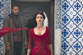 Adria Arjona, Woman in red dress, Brown coat HD wallpaper