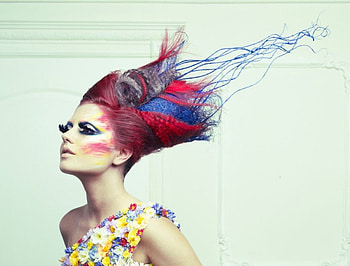 Artistic style, digital, model, make up, hair style, flowers, girl, woman HD wallpaper