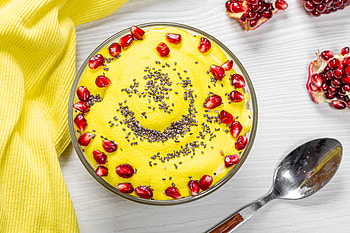 : Sunny Mango Pudding with Pomegranate & Chia, food, dessert HD wallpaper