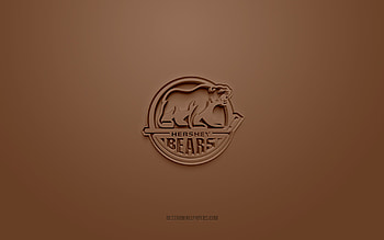 Hershey Bears, creative 3D logo, brown background, AHL, 3d emblem, American Hockey Team, American Hockey League, Pennsylvania, USA, 3d art, hockey, Hershey Bears 3d logo HD wallpaper