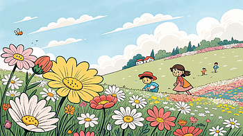 Vibrant Field of Flowers - Ultra, field of flowers, child, flower, countryside, spring HD wallpaper