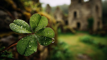 Dew-Kissed Four-Leaf Clover — St. Patrick's Day, St. Patrick's Day, Water Drop, Leaf HD wallpaper