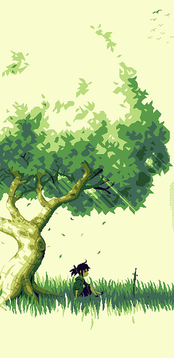 Under tree, artistic, pixel art HD phone wallpaper