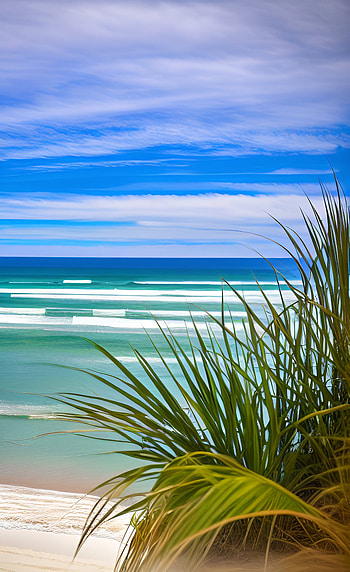 A concealed beach, wave, AI Art, artistic, beach HD phone wallpaper