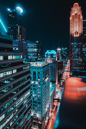 Cities, Night, City, Building, Lights, View From Above HD phone wallpaper