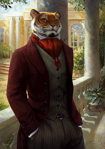 Art, Tiger, Animal, Costume, Aristocrat HD phone wallpaper