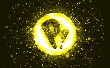 Pop OS yellow logo, , yellow neon lights, Linux, creative, yellow abstract background, Pop OS logo, OS, Pop OS HD wallpaper