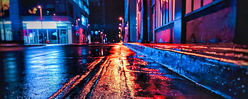 street, night, wet, neon, city, Ultra Wide Monitor HD wallpaper