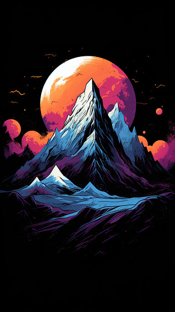 Colorful Dark Mountain, colorful, dark, black, nature, mountain, dark nature HD phone wallpaper