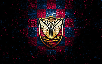 Tormenta FC, glitter logo, USL League One, purple blue checkered background, soccer, american football club, Tormenta FC logo, mosaic art, football, South Georgia Tormenta FC HD wallpaper