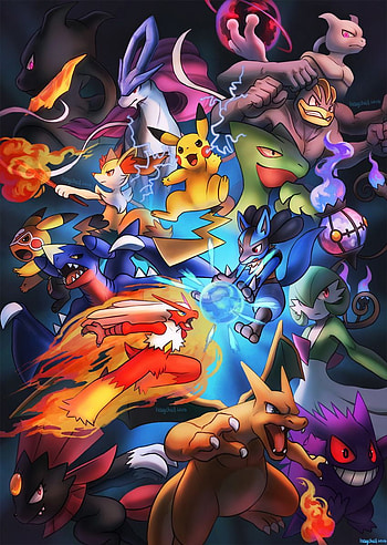 blaziken braixen chandelure charizard everyone garchomp gardevoir gengar haychel highres lucario. Cool pokemon , Pokemon mewtwo, Cute pokemon, Lucario vs Mewtwo HD phone wallpaper