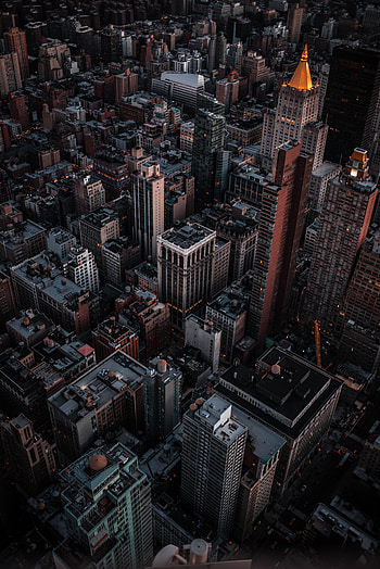 Cities, Architecture, Building, View From Above, Night City, Skyscrapers HD phone wallpaper
