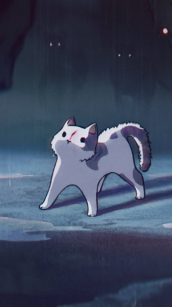 Moonlit Anime Cat | Whiskered Night | Nightstrider Kitty | Soft Glow , Anime, cat, anime cat HD phone wallpaper