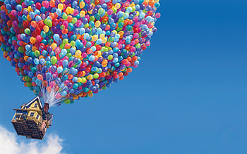 Houses, Background, Balloons HD wallpaper