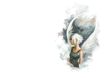 Angel Art, angel in white, art HD wallpaper