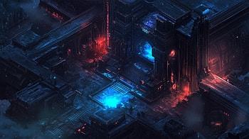 Dark Cyberpunk Isometric : Neon Cityscape, isometric HD wallpaper
