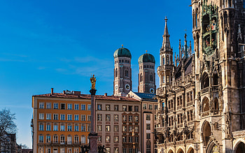Marian Column, Munich, Marienplatz, Marys Square, evening, sunset, landmark, Germany HD wallpaper