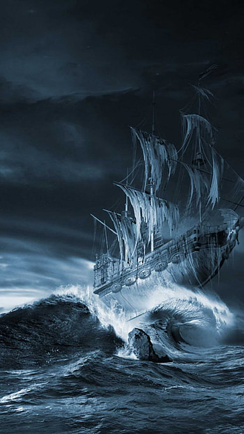 Ghost Ship, Mysterious voyage, Enigmatic vessel, Haunting atmosphere HD phone wallpaper