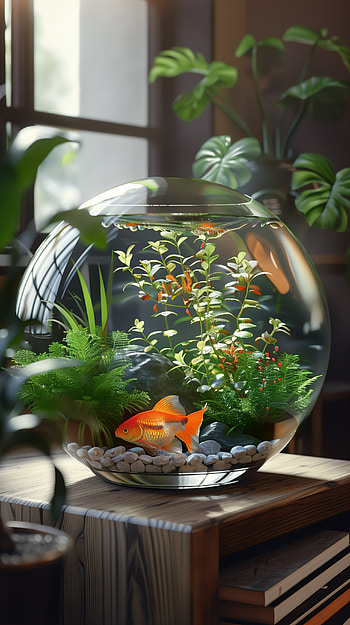 Serene Goldfish Bowl Aquarium HD phone wallpaper