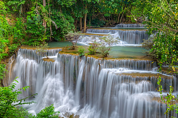 Waterfall, Tropical, Thailand, Summer, River, Rocks HD wallpaper