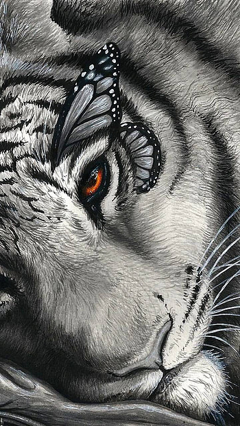 butterfly, fantasy, tiger HD phone wallpaper