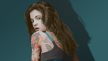 Girl To The Rescue , gun, tattoo, artist, artwork, digital-art, artstation HD wallpaper