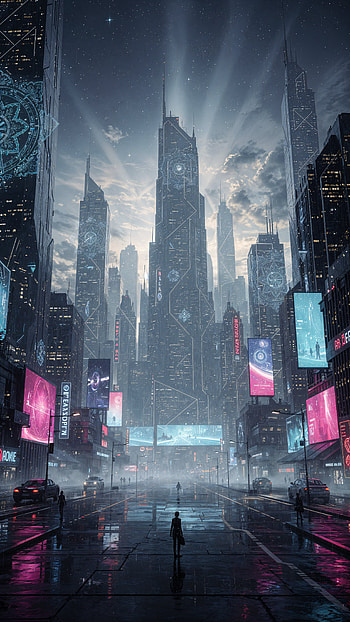 Midnight Neon: Cyberpunk Cityscape, cyberpunk, futuristic city, skyscraper HD phone wallpaper