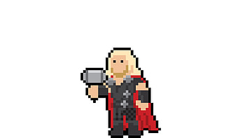 Thor Pixel Art, thor, pixel, art, artwork, artist, digital-art, superheroes, behance HD wallpaper