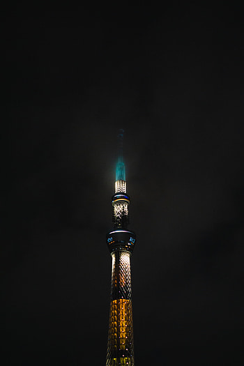 Night, Building, Dark, Fog, Illumination, Backlight, Tower HD phone wallpaper