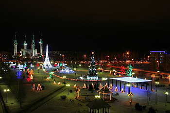 Landscape, Holidays, New Year, Night, Christmas, Xmas HD wallpaper