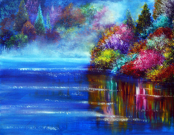 --Out of the Blue--, blue, plants, colors, traditional art, scenery, trees, places, stunning, attractions in dreams, forests, beautiful, creative pre-made, love four seasons, lakes, landscapes, pretty, heaven, cool, draw and paint, nature, flowers, lovely, rivers HD wallpaper