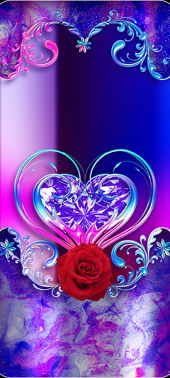Blue metal you heart, red, magenta, pastel, Beautiful, Luxury, Love HD phone wallpaper