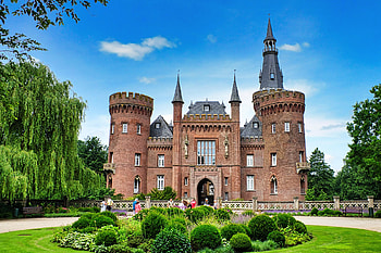 Moyland Castle, Bedburg Hau, Germany, germany, medieval, trees, castle HD wallpaper