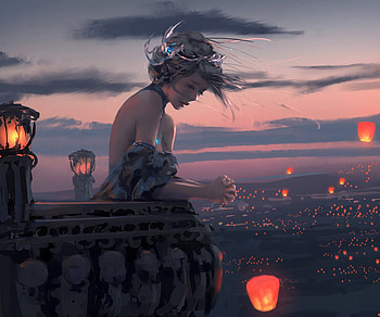 Ghostblade, Comics, Grey Hair, Lantern, Sad HD wallpaper