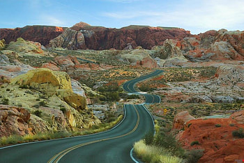 VALLEY OF FIRE ROAD, valley, colors, road, nature, mountains HD wallpaper