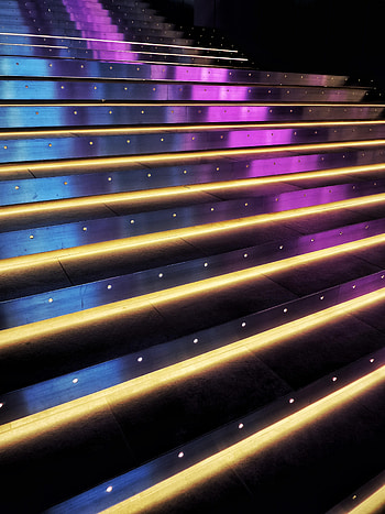 Shine, Light, Miscellanea, Miscellaneous, Neon, Backlight, Illumination, Ladder, Stairs, Steps HD phone wallpaper