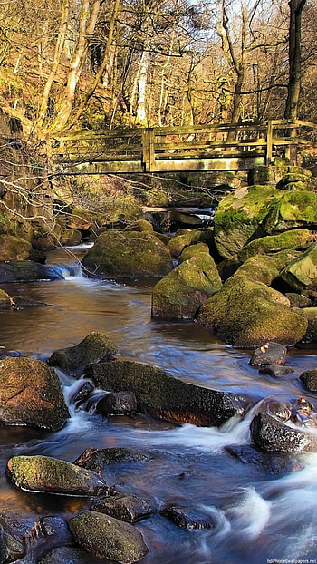 rock river bridge spring stream 6 HD phone wallpaper